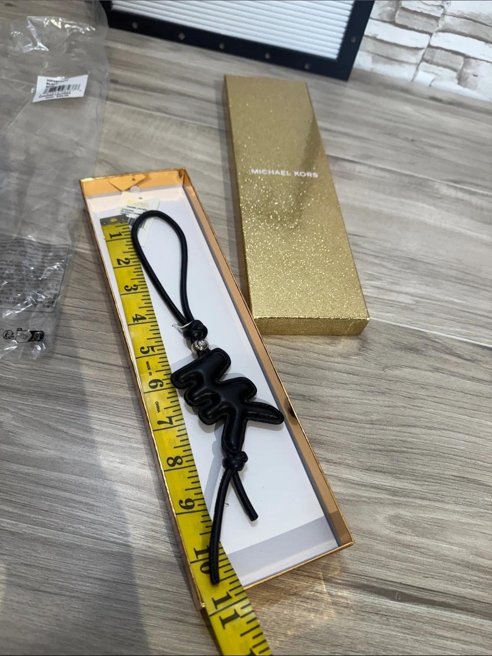 Michael Kors Black Puffy Logo Leather Bag Charm